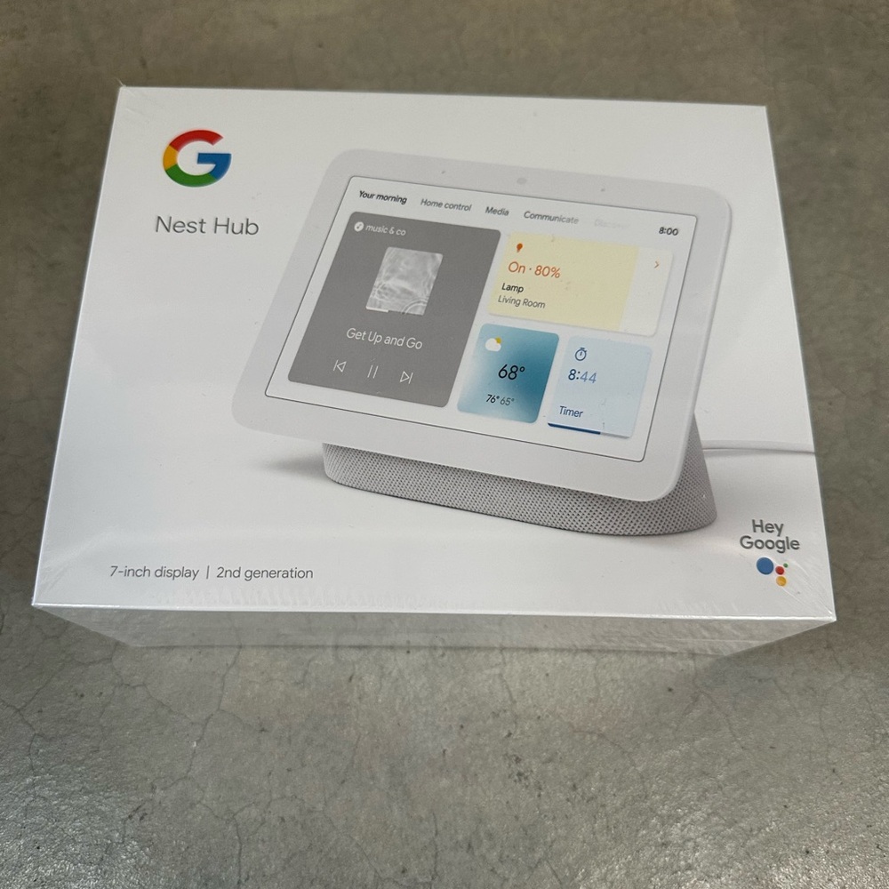 NIB Google Nest Hub Smart Display White, 2nd Generation, 7” display